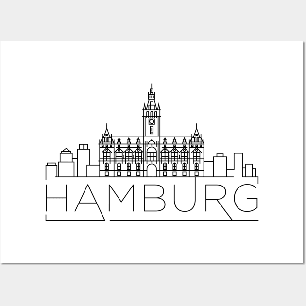 Hamburg Minimal Skyline Wall Art by kursatunsal